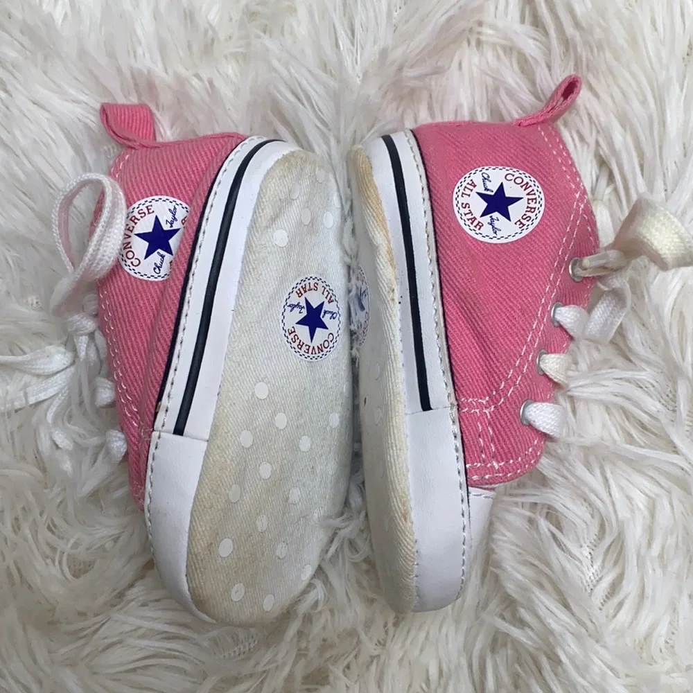Converse Baby Girl Pink High Top Sneakers Size 2